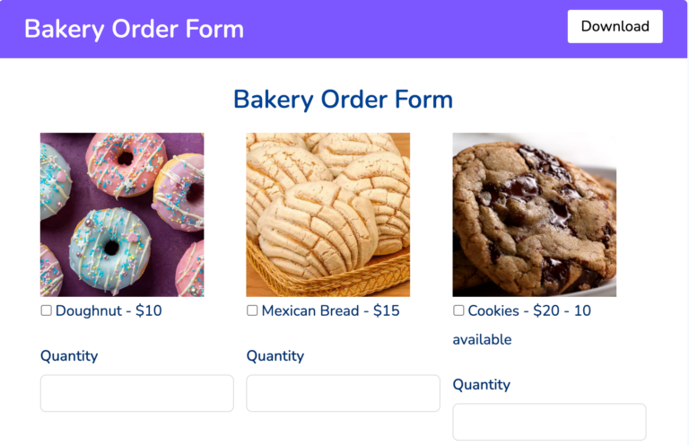 Bakery Order Form